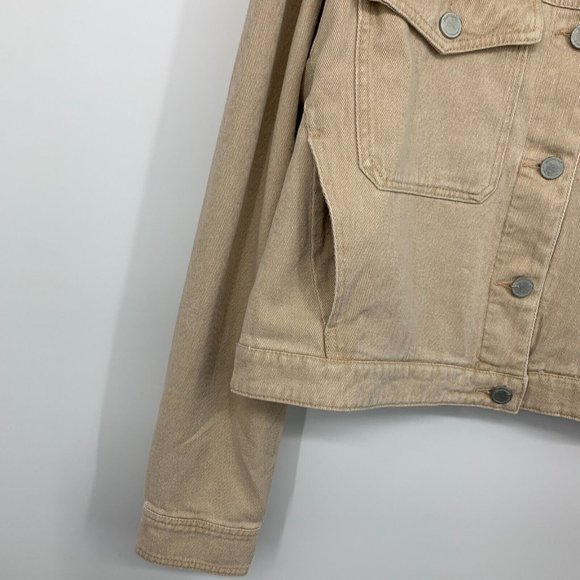 Blank NYC Denim Jacket Rose Dust Beige Button Down Crop - Picture 7 of 13